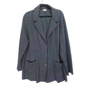 J. Jill Striped Knit Blazer Jacket Size 3X Nautical Corpcore Career Office Layer